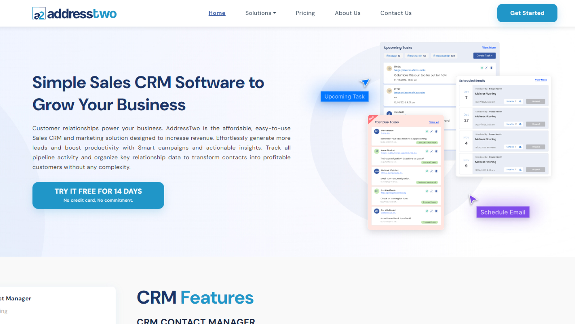 AddressTwo CRM platform interface