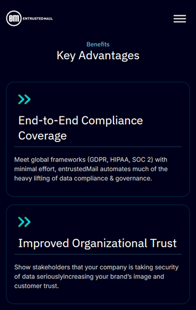EntrustedMail license and tenant management dashboard