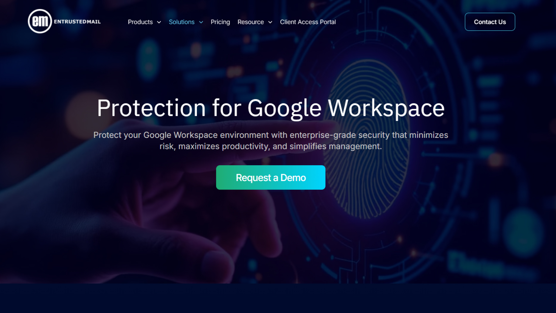EntrustedMail enterprise email security platform interface