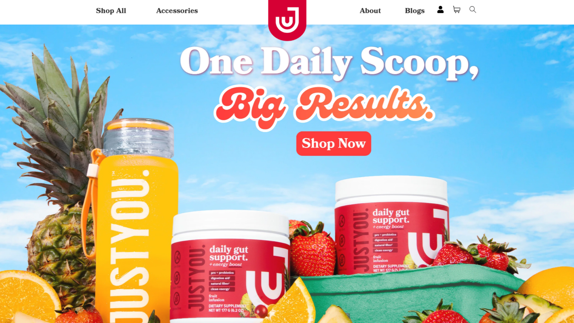 JustYou Shopify wellness storefront interface