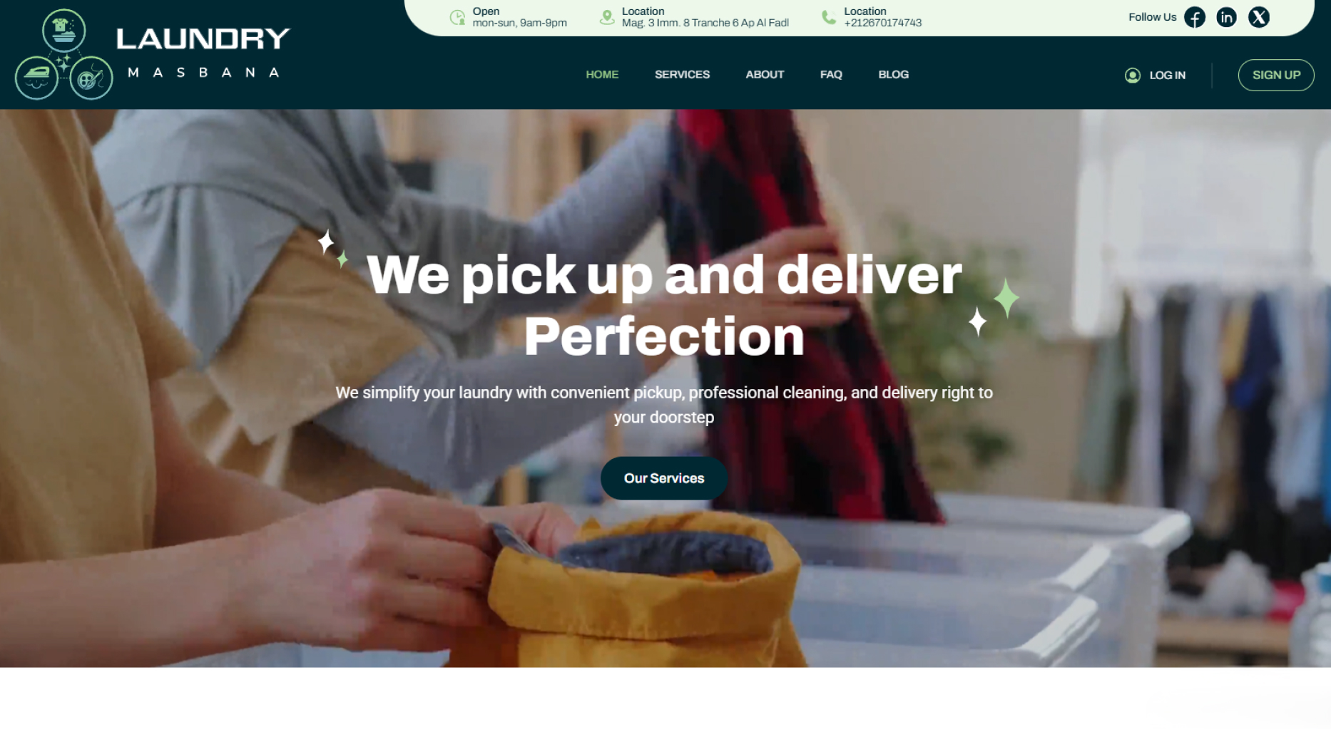 Laundry Masbana booking platform interface