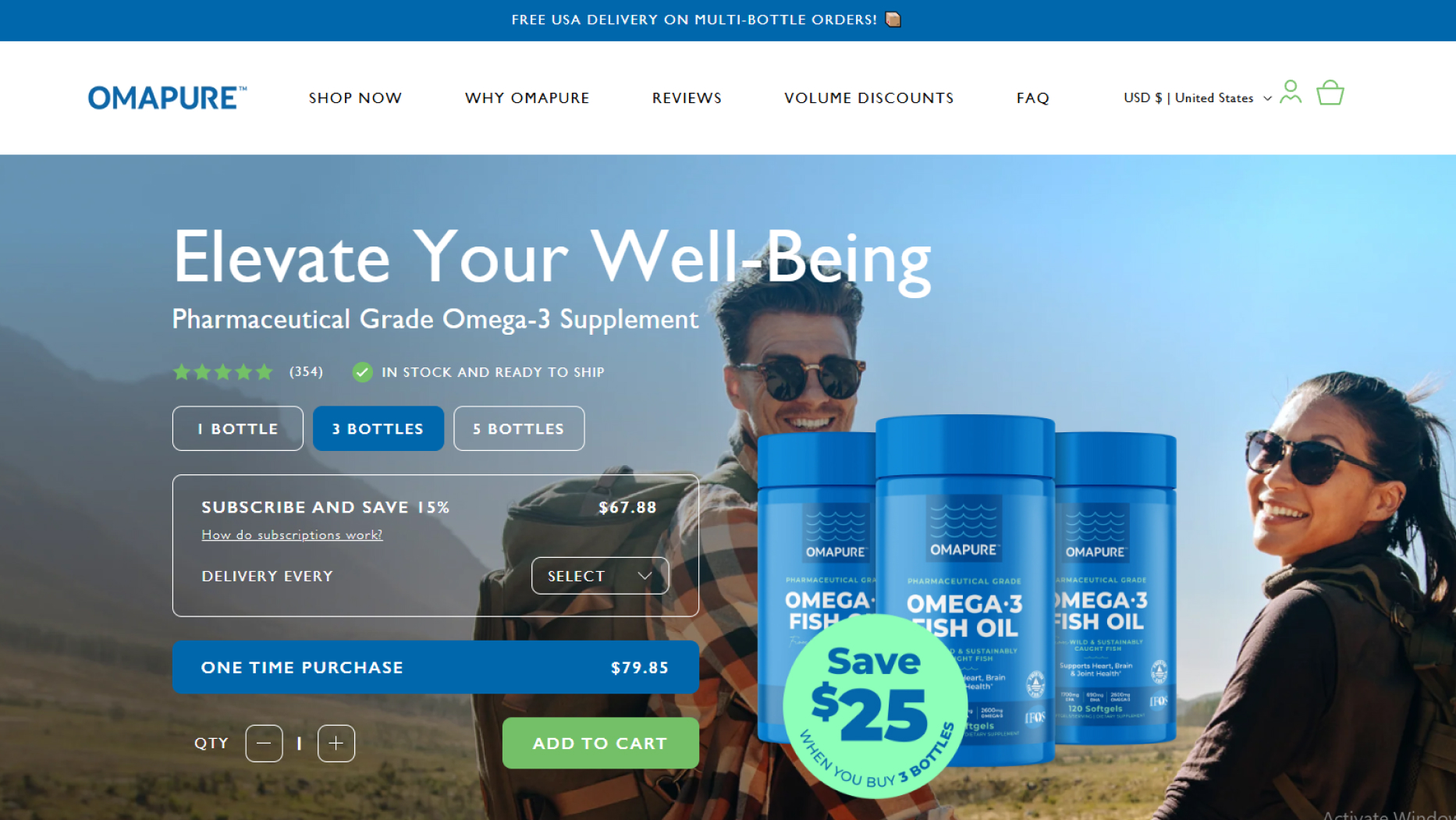 Omapure Shopify subscription wellness store interface