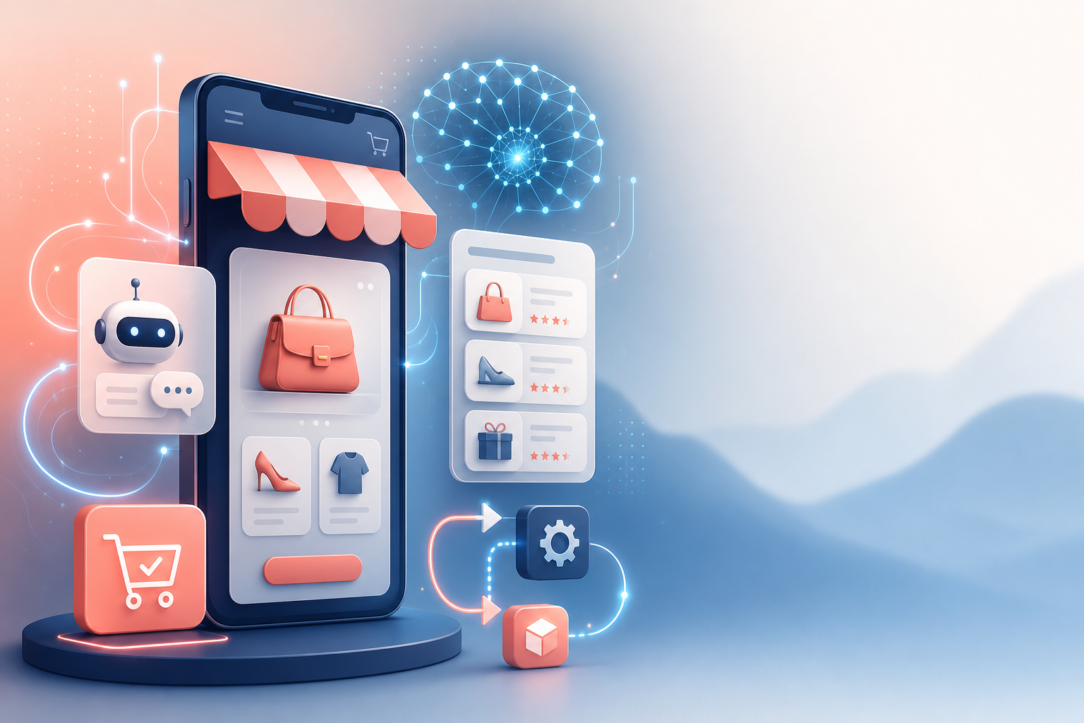 AI-powered Shopify storefront automation illustration