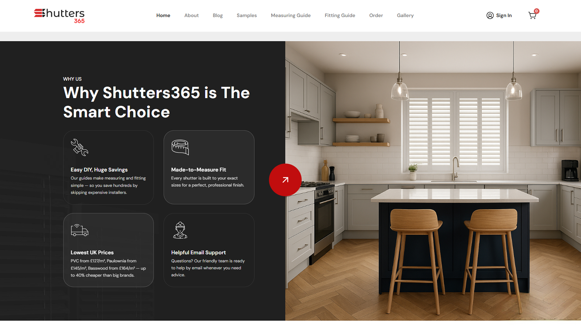 Shutters365 DIY shutter configurator and e-commerce storefront