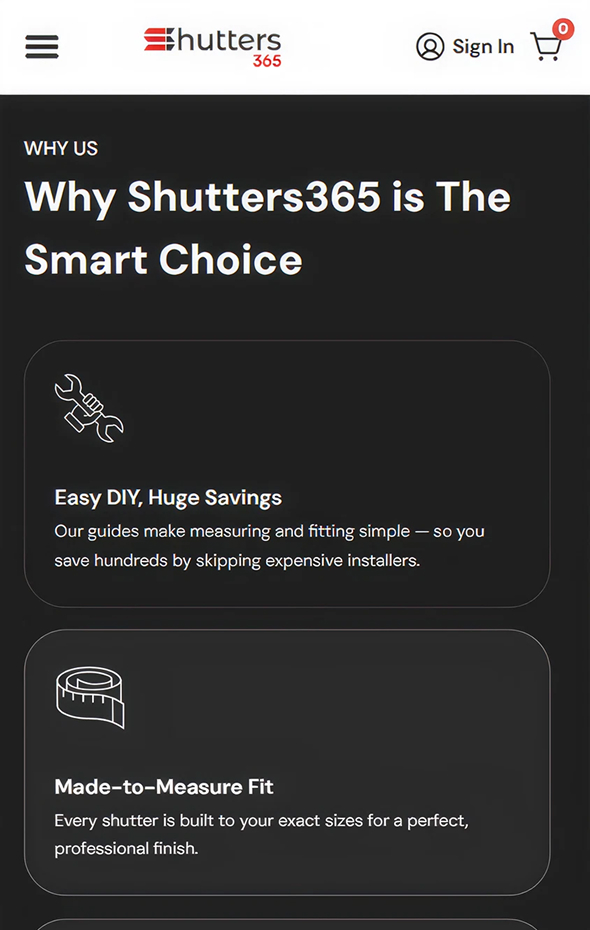 Shutters365 step-based shutter configurator