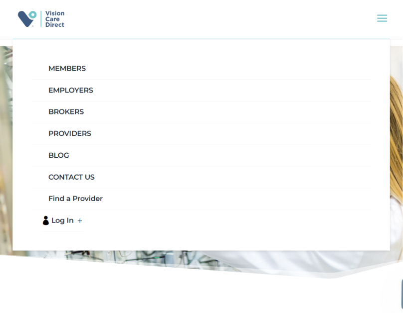 Vision Care Direct member portal dashboard