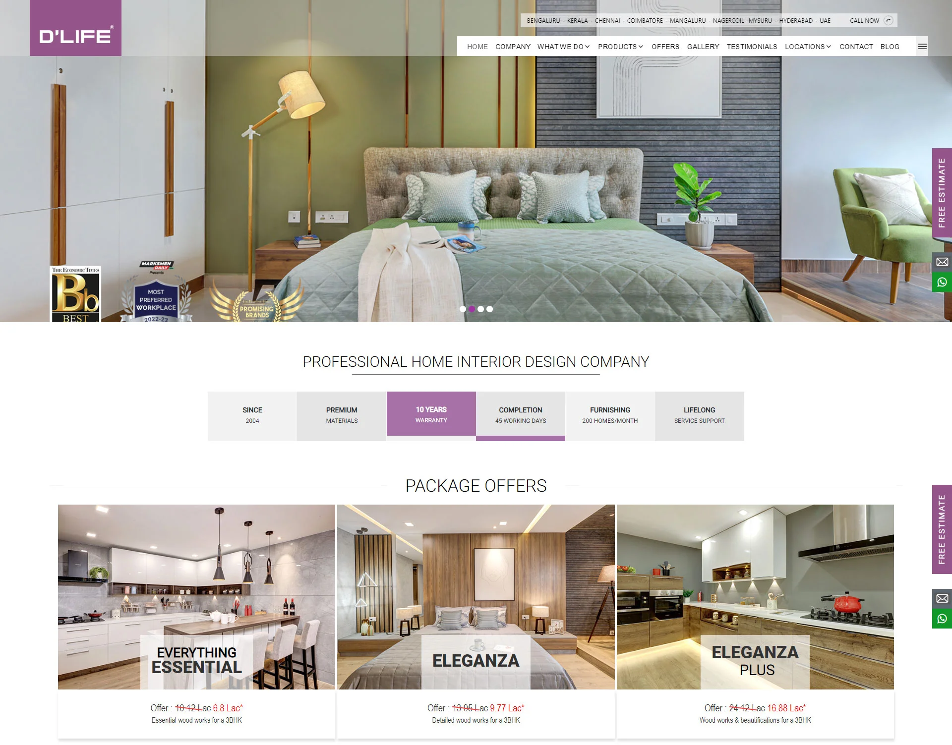 DLife Interiors - affordable wordpress website design